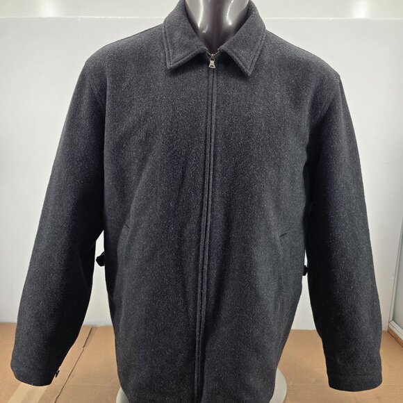 Vintage Polo Ralph Lauren Jacket Mens L Gray Wool Bomber Quilted Lined Full Zip - Picture 1 of 16